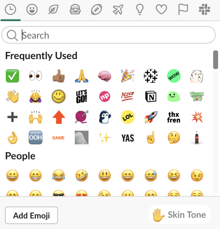 Slack emoji interface